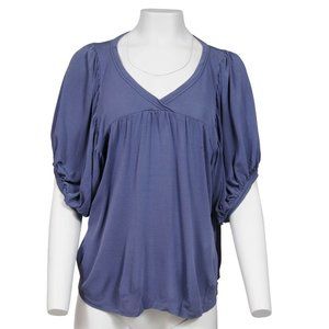 Fendi Ruffled Sleeve V Neck Stretch Blouse Size 38 Purple Rayon Top